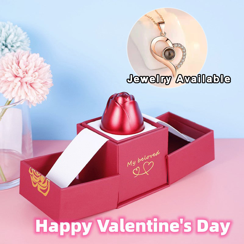 Valentine's Metal Rose Jewelry Gift Box